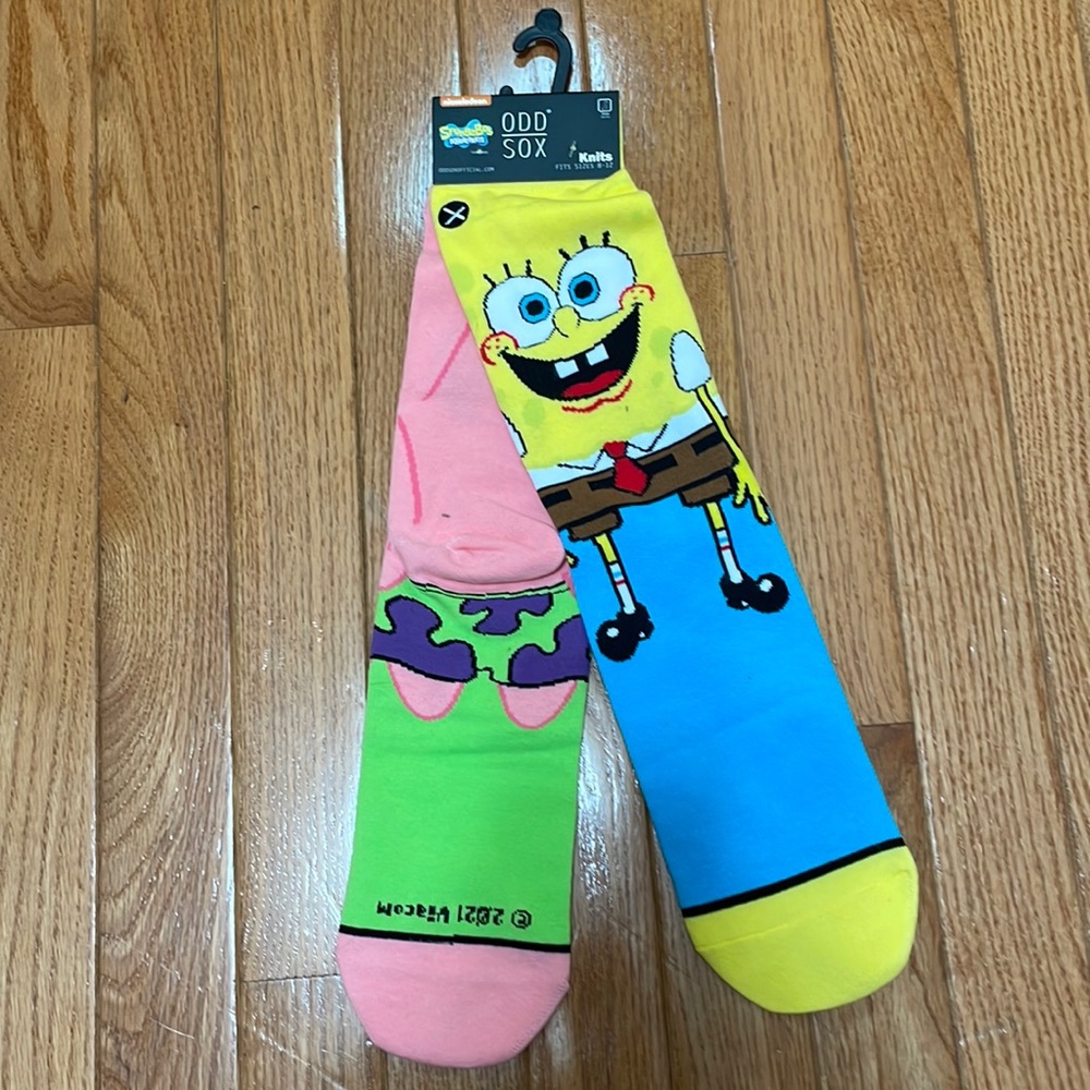 ODD SOX SpongeBob SquarePants men’s knit socks size 8-12  NWT